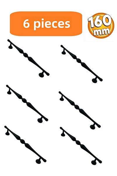 HOMDEP 160mm Model Galata Mobilier Bucătărie Sertar Dulap Mâner Dulap Mâner Mâner 6 Buc Negru