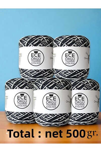 Ece Örgü Tasarım Atölyesi Sfoară de tricotat din bumbac 100% alb răsucit, mer...