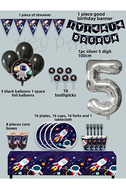 PartyPoo Space Cosmic Galaxy Themed Birthday Eco Party Set for 16 People |   ...
