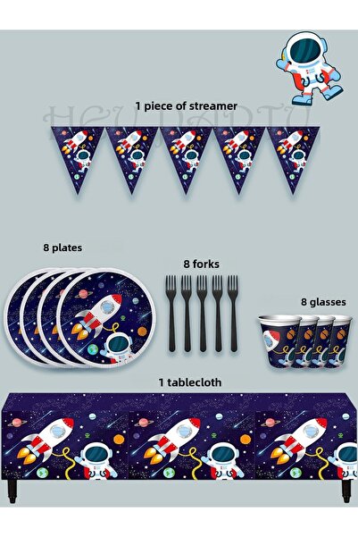 PartyPoo مجموعة حفلات أعياد الميلاد البيئية ذات طابع Space Cosmic Galaxy تتسع...