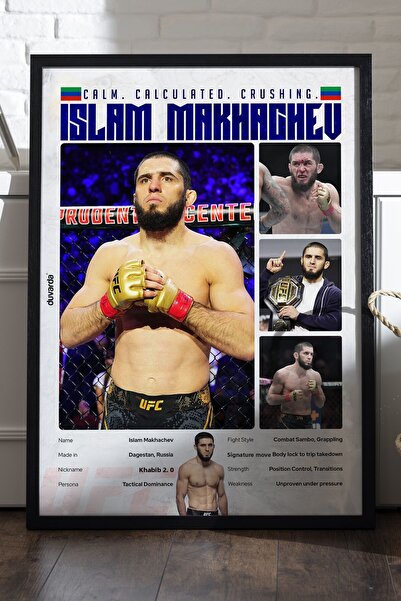 Duvarda Poster cu ramă din lemn negru Islam Makhachev UFC, pictură decorativă...