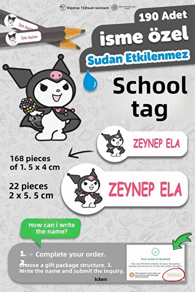 MSticker ملصق دفتر ملاحظات على شكل قلم للمدرسة، ملصق قابل للكتابة على شكل اسم...