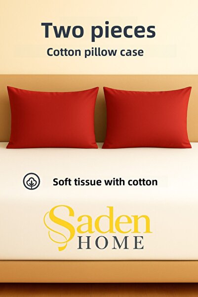 SADEN HOME 2 Huse de pernă roșii cu fermoar, bumbac, țesătură RANFORCE, 50X70 CM