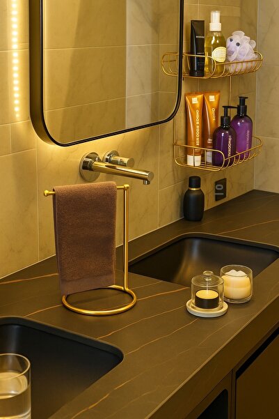 Edora Home Σετ οργάνωσης μπάνιου GOLD |   Σχάρα για σαμπουάν + 2 επιπέδων