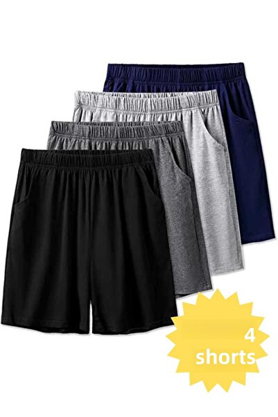 JustBS شورت رياضي نسائي مقاس كبير مكون من 4 قطع