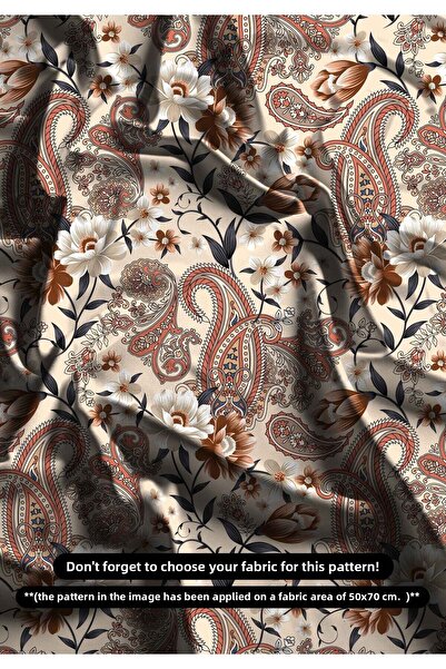 DESENİX قماش بيزلي بني وطبعة زهور 150x100 سم – أناقة كلاسيكية – 6 خيارات من ا...