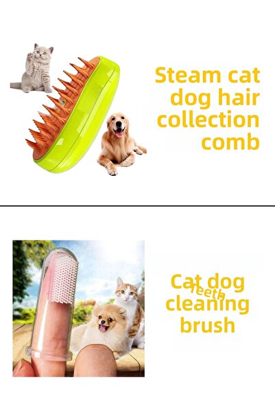 rianka مجموعة مشط تنظيف أسنان القطط والكلاب الناعمة بالبخار، مجموعة من 2