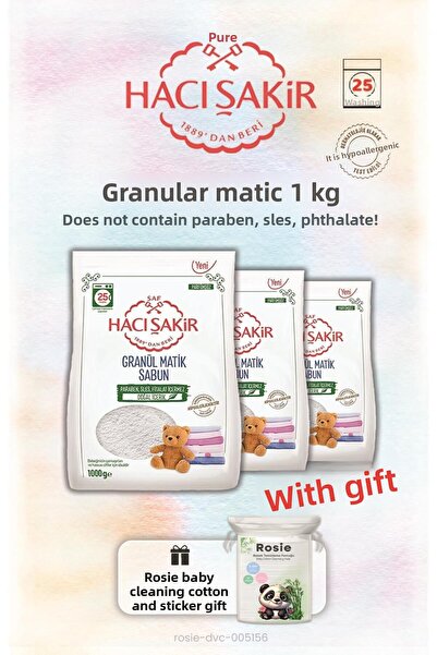 Hacı Şakir 3 Pieces of 1 kg Granule Matic Laundry Detergent and Rosie