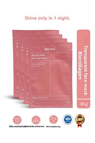 Royues قناع الوجه بالكولاجين، قناع الوجه بالكولاجين الشفاف، ترطيب مضاد للشيخو...