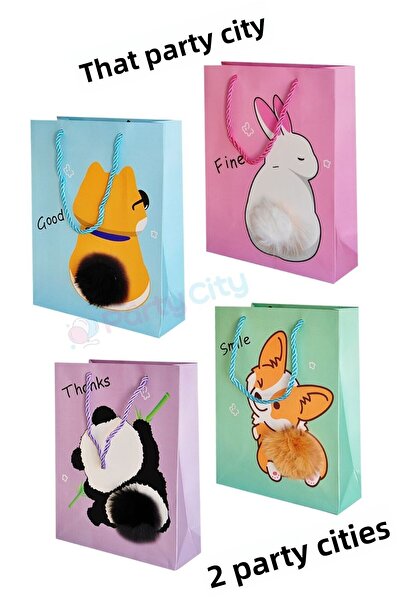 Party City Τσάντα δώρου με 4 χαριτωμένα ζωάκια – 18x24 cm |   Προσαρμοσμένο σ...