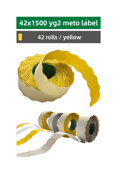 Küresel Etiket Barkod 42x1500 ميتو ملصق |   YG2 |   42 رول |   أصفر |   المنسوجات، الملابس |   ملصق السعر |   لاصق