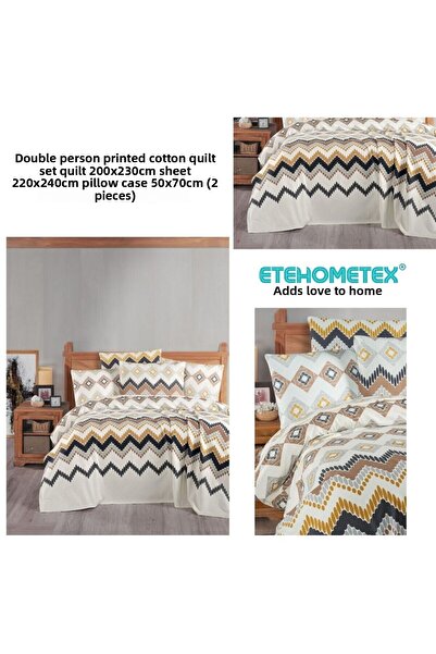 ETE HOMETEX Etehometex Double Person Printed Cotton Pique Set