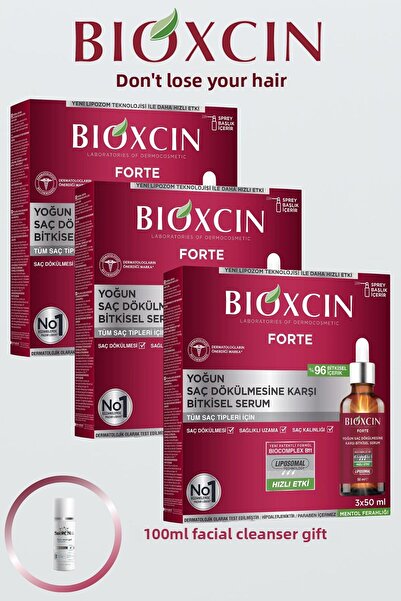 Bioxcin Intensive Anti-Shedding Herbal Forte Serum 3 X 50ml 3Pcs + 100ml Facial Cleanser Gift
