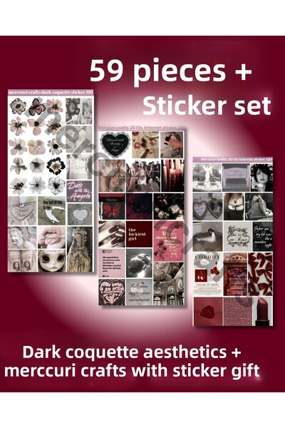 merccuri crafts Dark Coquette Sticker Set (59+ Pcs High Quality) - for Notebook, Agenda, Laptop, Scrapbooking