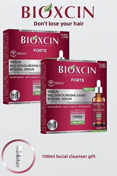 Bioxcin Intensive Anti-Shedding Herbal Forte Serum 3 X 50ml 2Pcs + 100ml Facial Cleanser Gift