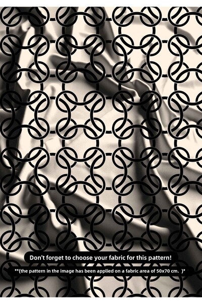 DESENİX قماش مطبوع رقميًا بسلسلة سوداء مقاس 150 × 100 سم – كلاسيكي حديث – 6 خ...