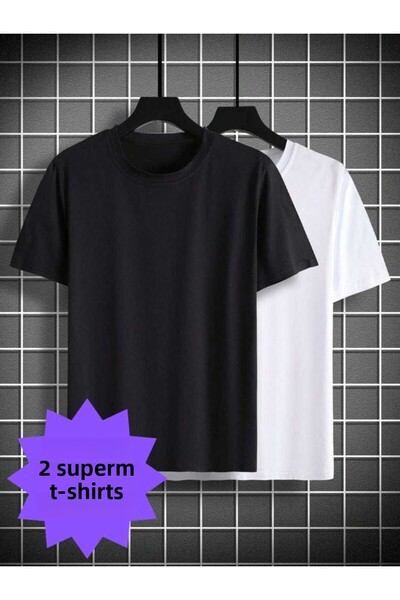 JustBS Γυναικείο/Ανδρικό Μπλουζάκι 2 τεμαχίων σε Μαύρο-Λευκό