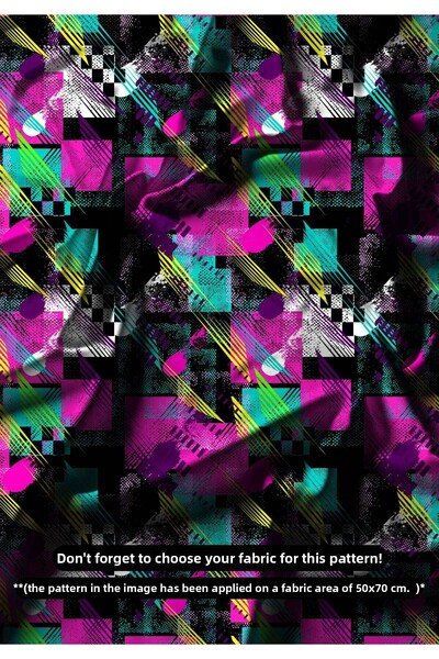 DESENİX قماش مطبوع رقميًا على طراز نيون بوب آرت |   150x100 سم |   نمط تجريدي...