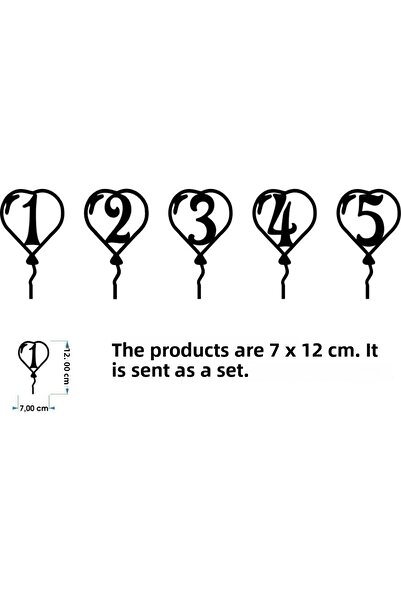 Numa Concept Cake Decoration Numbers 1,2,3,4,5 White Mdf Each 12X7 cm