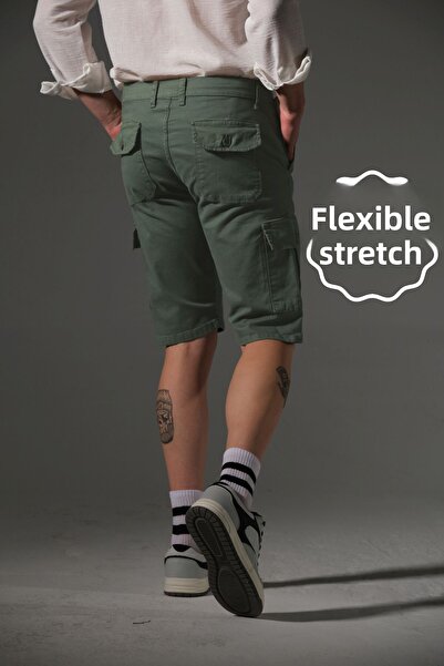 Domoda Slim Fit None Denim Side Pocket Stretch Fabric Men's Jean Cargo Shorts