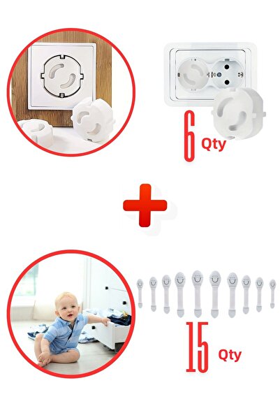 Abuy Abuy15 Pieces Baby Child Safety Cabinet and Drawer Lock Multi-Purpose Child Lock 6 Pieces Socket Cover