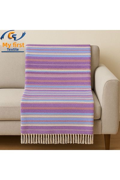 cs ilkim Retro Plaid Acrylic Tv Blanket