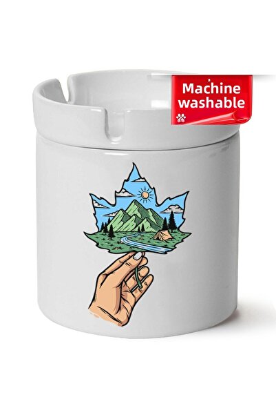 BİBANAPROMOSYON Camping, Karvan, Doğa cu imprimeu Scrumieră de porțelan pentr...