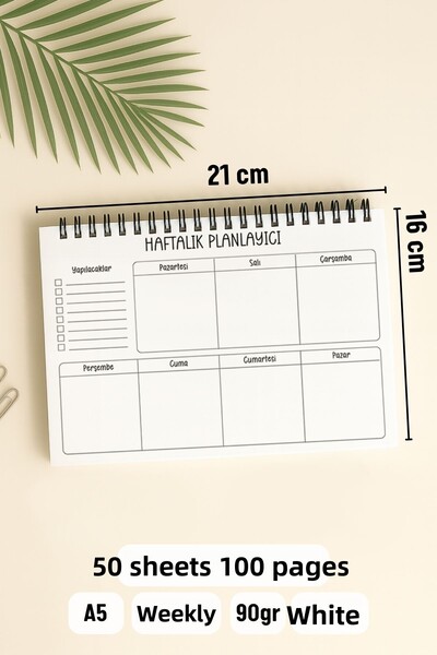 Eldesen Tasarım Weekly Planner A5 Notebook with Flexible Thin Cardboard Cover, 1 Year Planner, Pink Bow