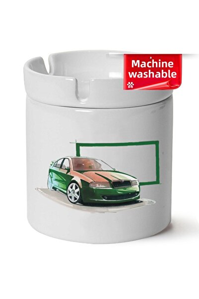 BİBANAPROMOSYON Skoda Octavia A4 cu imprimeu Scrumieră de porțelan cu stingăt...