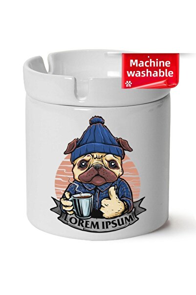 sartre art Cute Dog cu imprimeu Scrumieră din porțelan pentru stingerea cenușii