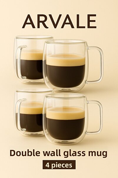 ARVALE 4 Pieces Berri Double Wall Heat Preservation Mug Cup Coffee Cup Set