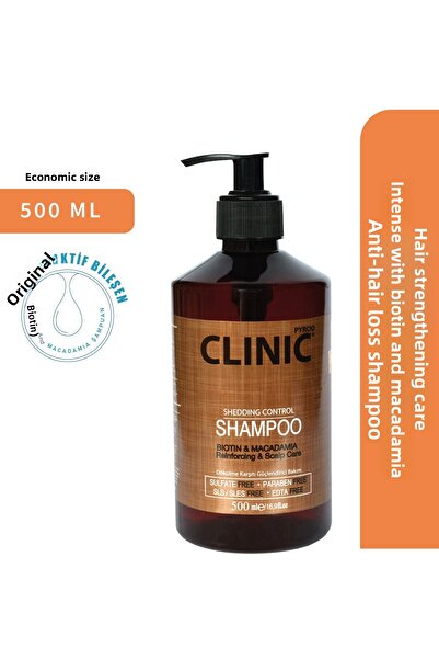 CLINIC PYROO شامبو مضاد للتساقط - علاج مكثف لتقوية الشعر مع البيوتين والمكاديميا - 500 مل