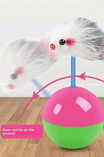 jetfast 2 Pieces of Moving Cat Ball with Mouse Haci Yatmaz Kitten Toys Mouse Chasing Game 11 cm