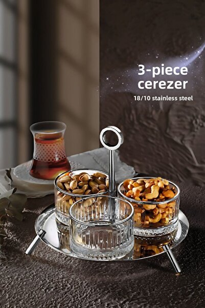 ÖzSa Home Lunes 3-Piece Snack Bowl Hanging Treat Serving Bowl 18/10 Stainless Steel Elysia Bowl Treat Jam Bowl