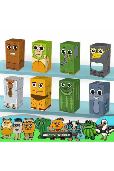 Manyetik Bloklar مجموعة مكونة من 40 قطعة من الشخصيات المغناطيسية - سلسلة Tung...