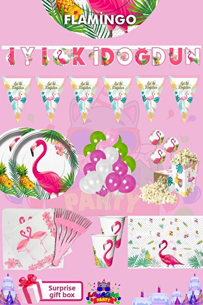 LASAGNA STORE Set de accesorii pentru petrecerea de aniversare Flamingo pentr...