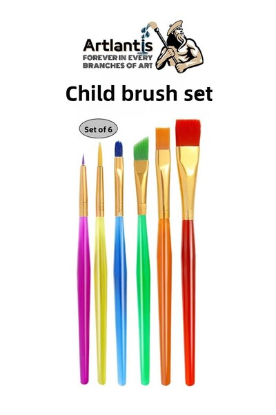Artlantis Brush Set 6 Lı Short Handle Children's Art Brush 1 Pack Watercolor ...