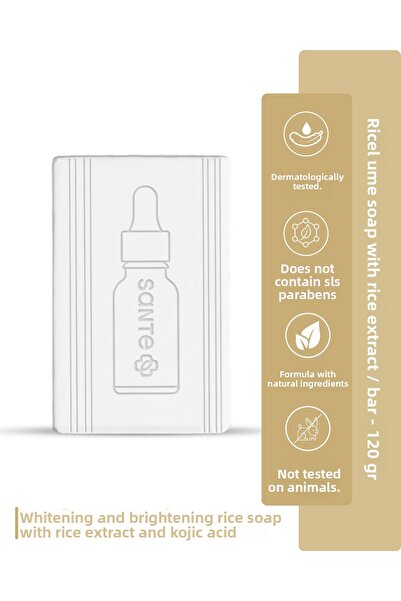 SantePlus صابون تبييض وتفتيح حمض الكوجيك بخلاصة الأرز من رايس لوم 120 جرام