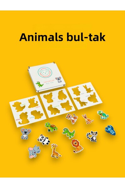 Saatistan لعبة ألغاز خشبية للحيوانات في صندوق، لعبة ملونة وممتعة للأطفال