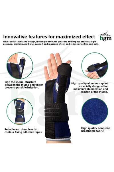bgm دعامة إبهام زرقاء تدعم دعامة معصم اليد، دعامة تثبيت زرقاء عالية الجودة