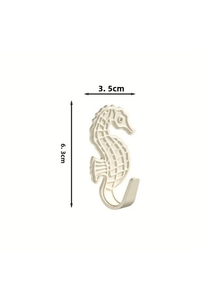 UrbanCove Co Set of 3, Metal, Seahorse Wall Hanger - Adhesive and Stylish Decorative Hangers - Hole-Free Mounting