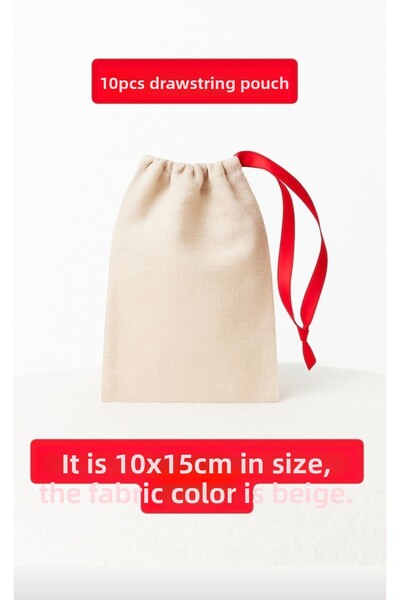 ALASEREN Tight Raw Cloth Natural Beige Color 10×15 cm 10 Pieces Cloth Bag - W...