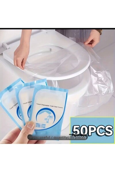 Tatlı Sebep غطاء مقعد المرحاض الصحي للسفر، غطاء مرحاض للاستعمال مرة واحدة، 50 قطعة