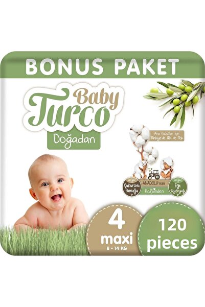 Baby Turco دوغادان حفاضات أطفال مقاس 4 ماكسي 120 قطعة
