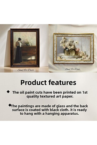 Sanart Vintage Painting with Frame, Oil Painting Print Painting, Framed Painting, Artistic Decor, Portrait Painting