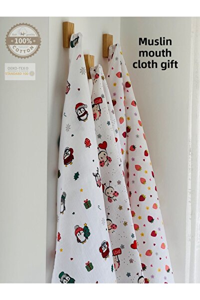 Fulya Tuhafiye طقم بطانية أطفال موسلين قطن 100% مكون من 3 قطع بطانية موسلين م...