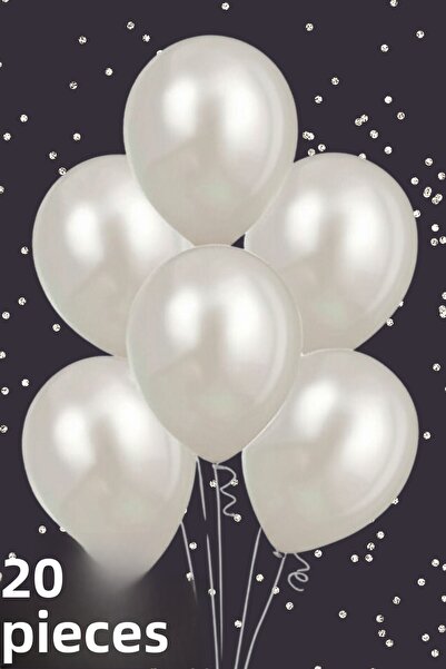 Baloncu Nene 20 قطعة من بالونات عيد الميلاد اللامعة باللون الأبيض اللؤلؤي الم...