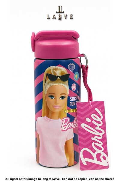 Barbie New Season Barbi̇ Stainless Steel Bottle with Straw 600ml Shine on Pat...