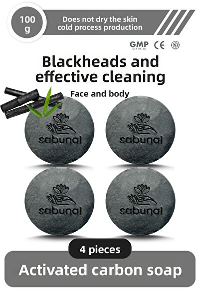 sabunal صابون فحم الخيزران 4 قطع - صابون طبيعي لتنظيف الرؤوس السوداء والبشرة