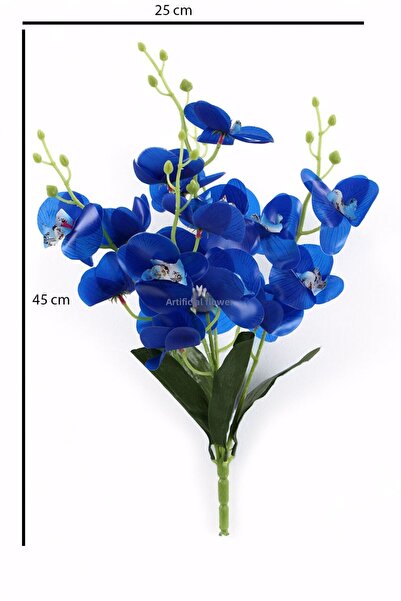 Yapay Çiçek Deposu Изкуствен букет от 5 стръка мокри орхидеи с текстура, 45 см, син